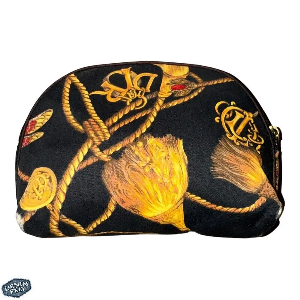 Christian Dior Vintage Trotter Rope‎ Print Cosmetic/Makeup Pouch – Black/Gold